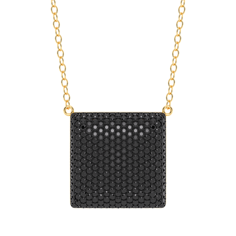 Cube Pendant Necklace in Black