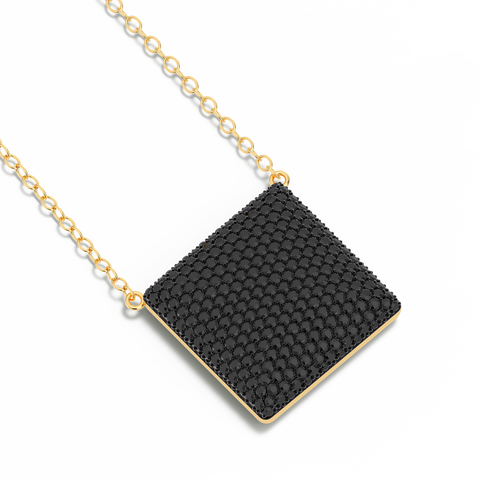 Cube Pendant Necklace in Black