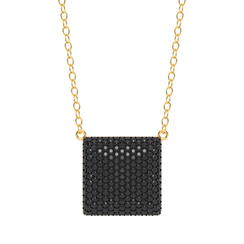Cube Pendant Necklace in Black