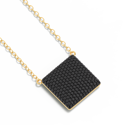 Cube Pendant Necklace in Black