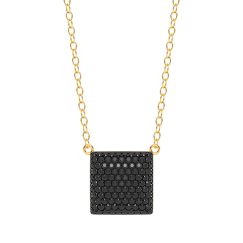 Cube Pendant Necklace in Black