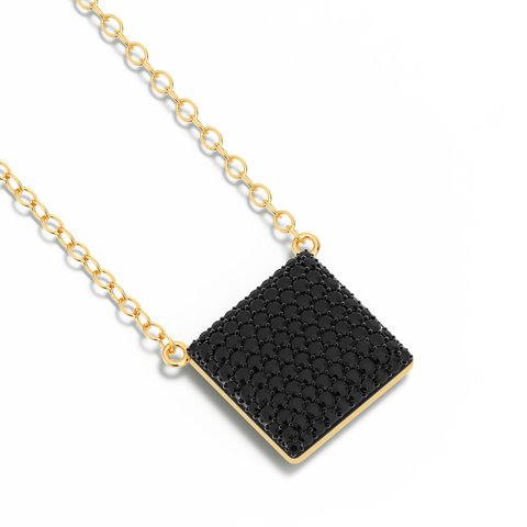 Cube Pendant Necklace in Black