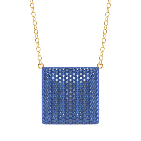Cube Pendant Necklace in Blue