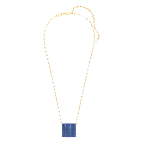 Cube Pendant Necklace in Blue