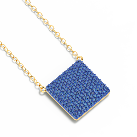 Cube Pendant Necklace in Blue