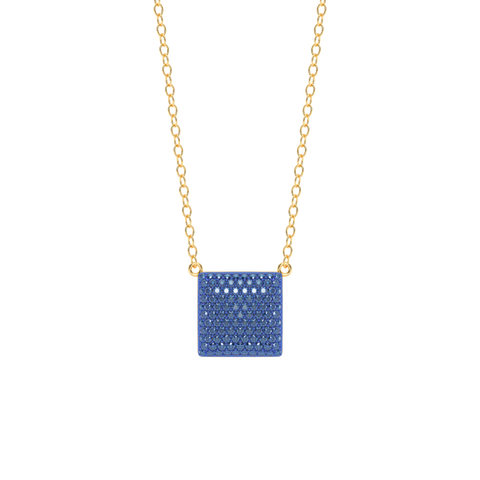 Cube Pendant Necklace in Blue