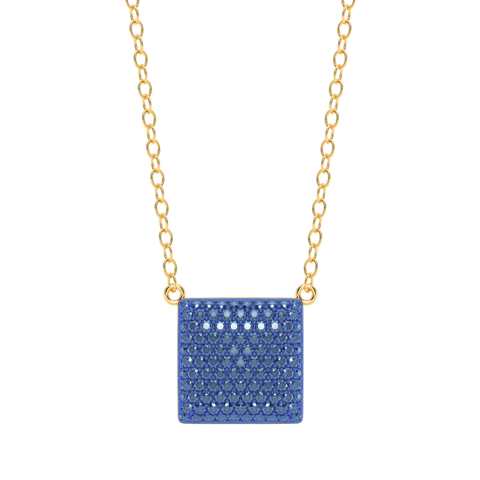 Cube Pendant Necklace in Blue