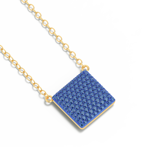 Cube Pendant Necklace in Blue