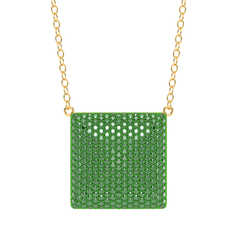 Cube Pendant Necklace in Green