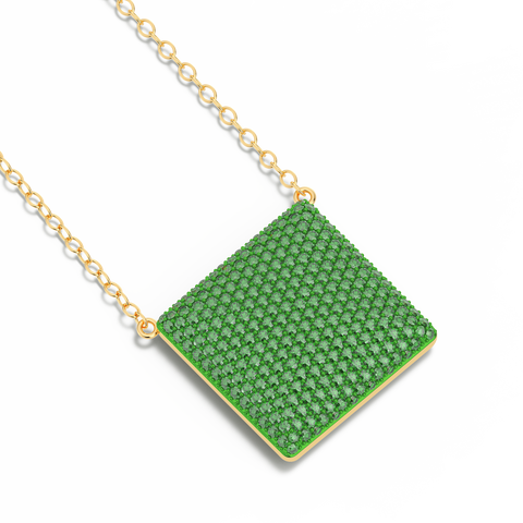 Cube Pendant Necklace in Green
