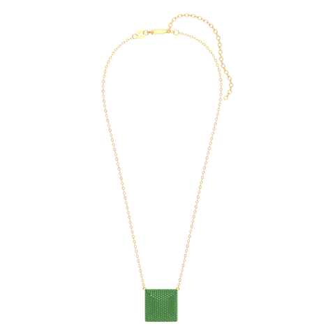 Cube Pendant Necklace in Green
