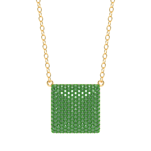 Cube Pendant Necklace in Green