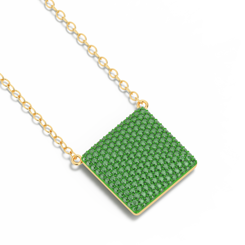 Cube Pendant Necklace in Green