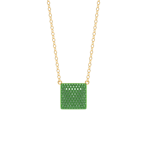 Cube Pendant Necklace in Green