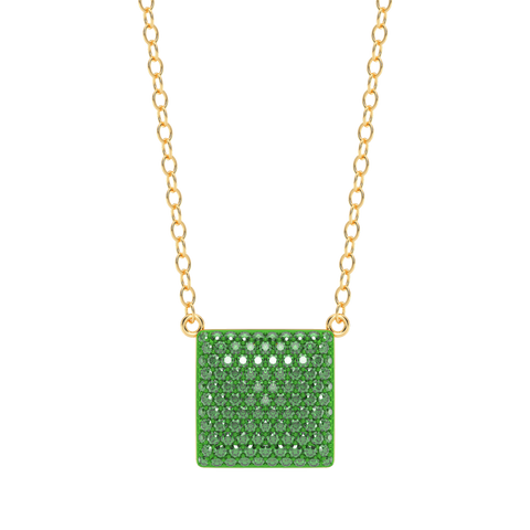 Cube Pendant Necklace in Green