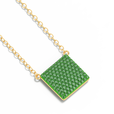 Cube Pendant Necklace in Green