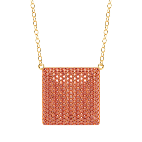 Cube Pendant Necklace in Orange