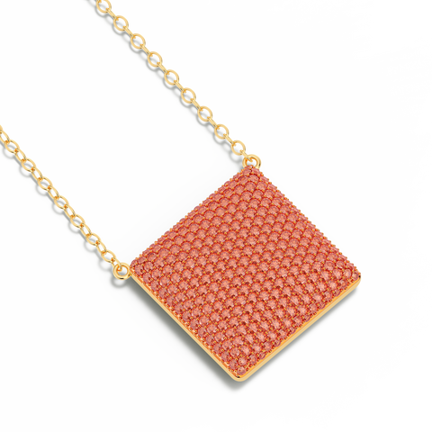 Cube Pendant Necklace in Orange