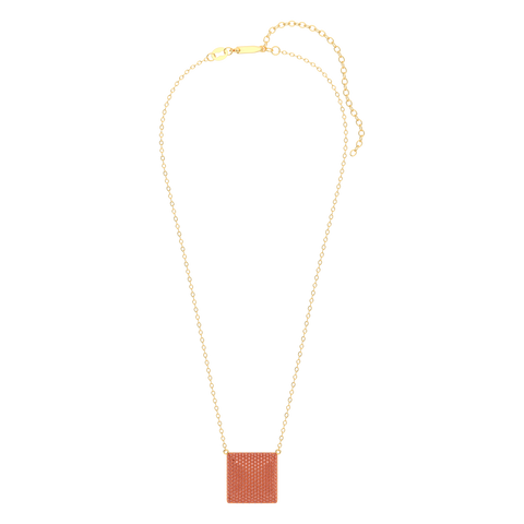 Cube Pendant Necklace in Orange