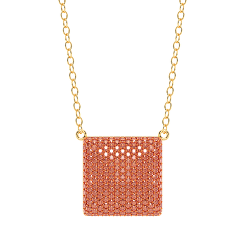 Cube Pendant Necklace in Orange