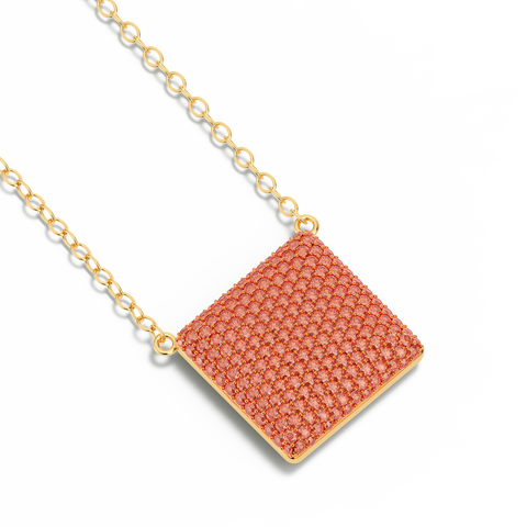 Cube Pendant Necklace in Orange