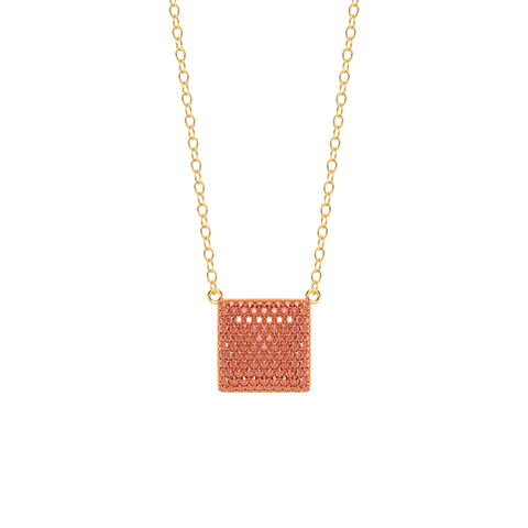 Cube Pendant Necklace in Orange