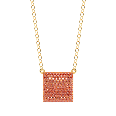 Cube Pendant Necklace in Orange
