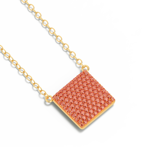 Cube Pendant Necklace in Orange