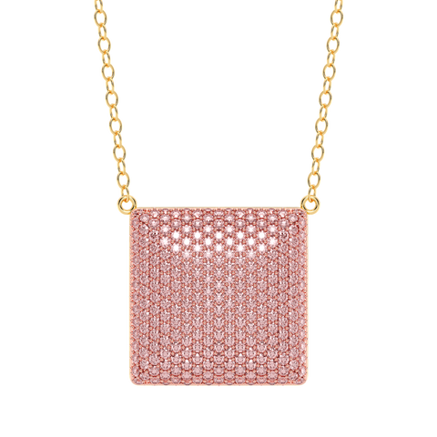 Cube Pendant Necklace in Pink