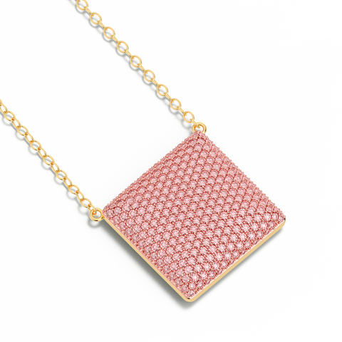 Cube Pendant Necklace in Pink