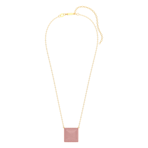 Cube Pendant Necklace in Pink