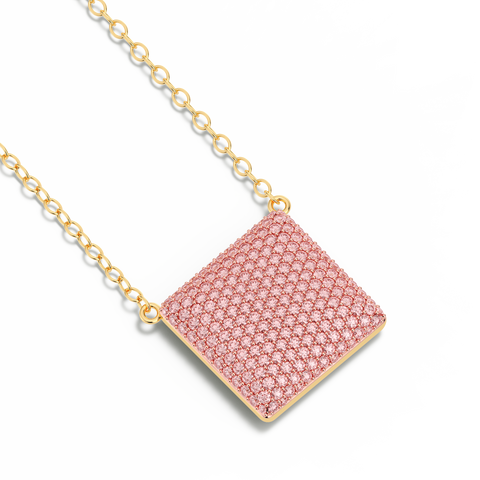 Cube Pendant Necklace in Pink