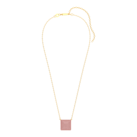 Cube Pendant Necklace in Pink