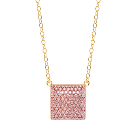 Cube Pendant Necklace in Pink