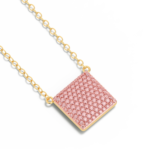 Cube Pendant Necklace in Pink