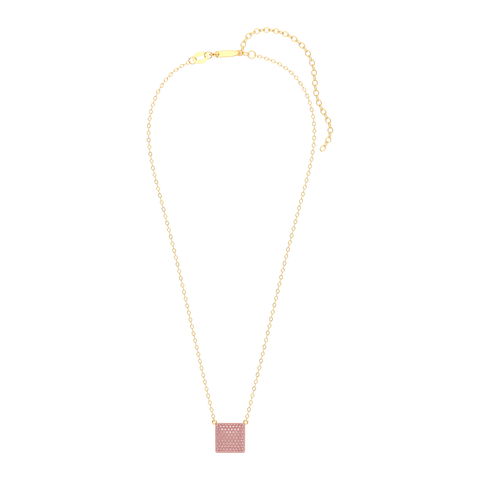 Cube Pendant Necklace in Pink