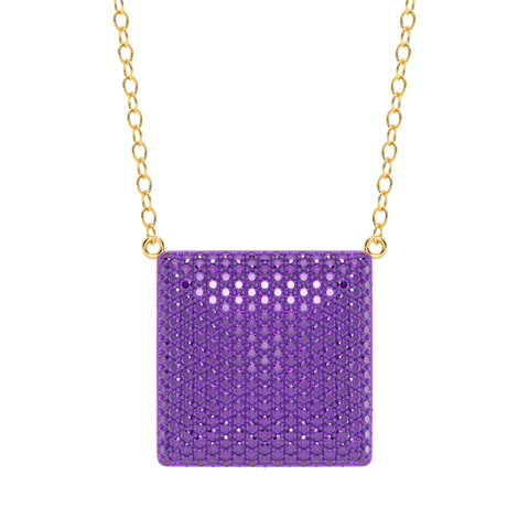 Cube Pendant Necklace in Purple