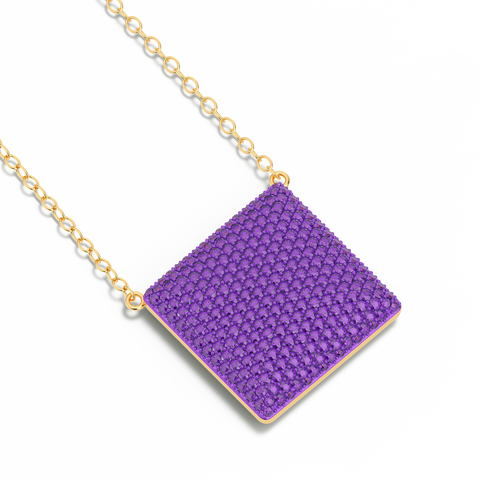 Cube Pendant Necklace in Purple