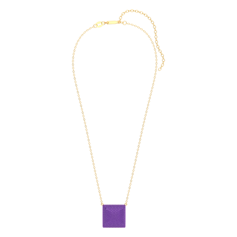 Cube Pendant Necklace in Purple