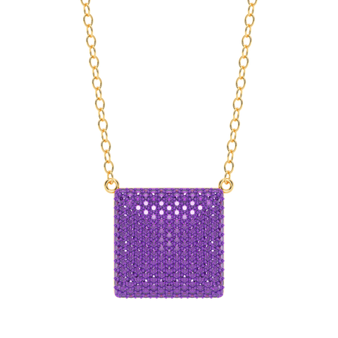 Cube Pendant Necklace in Purple