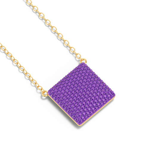 Cube Pendant Necklace in Purple