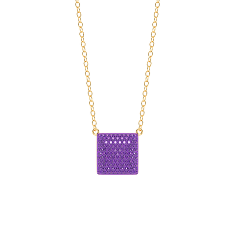 Cube Pendant Necklace in Purple