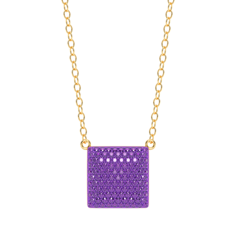 Cube Pendant Necklace in Purple