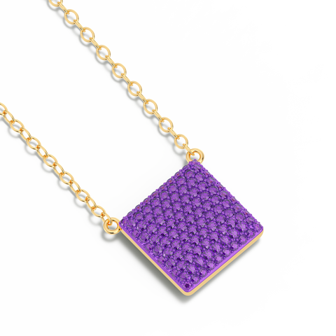 Cube Pendant Necklace in Purple