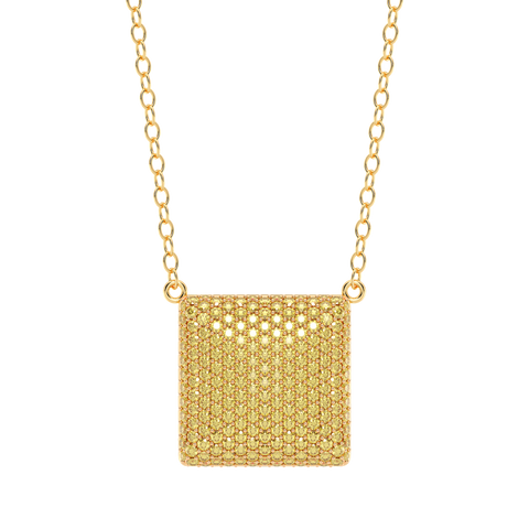 Cube Pendant Necklace in Yellow
