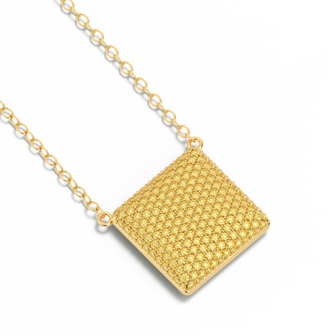 Cube Pendant Necklace in Yellow