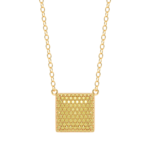 Cube Pendant Necklace in Yellow
