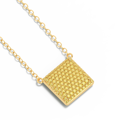 Cube Pendant Necklace in Yellow