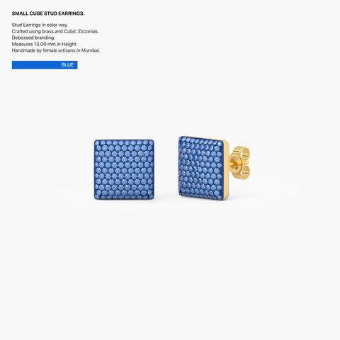 Cube Studs in Blue