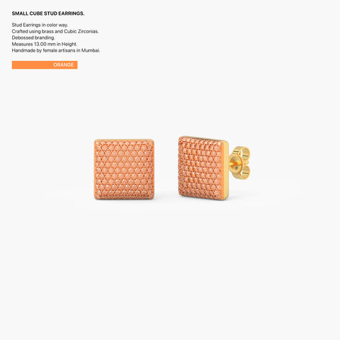 Cube Studs in Orange